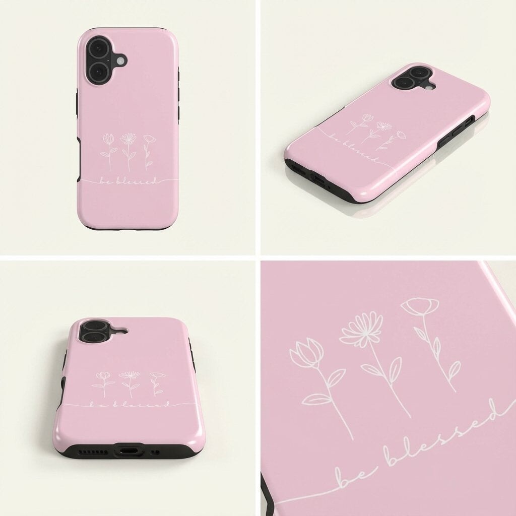 BE BLESSED robuste Handyhülle in Rosa Tech Accessories Podbase 