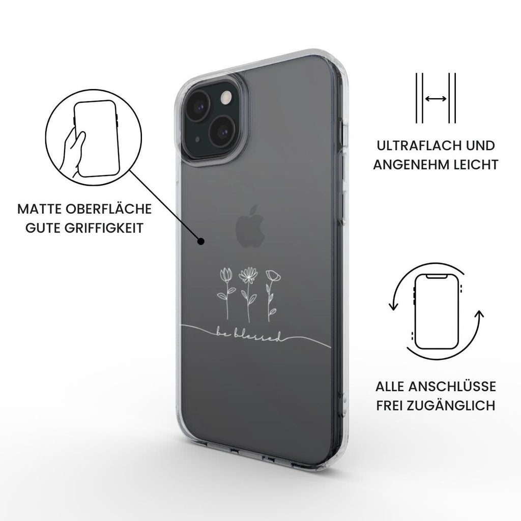 BE BLESSED transparente Handyhülle mit weißem Druck Tech Accessories Podbase 