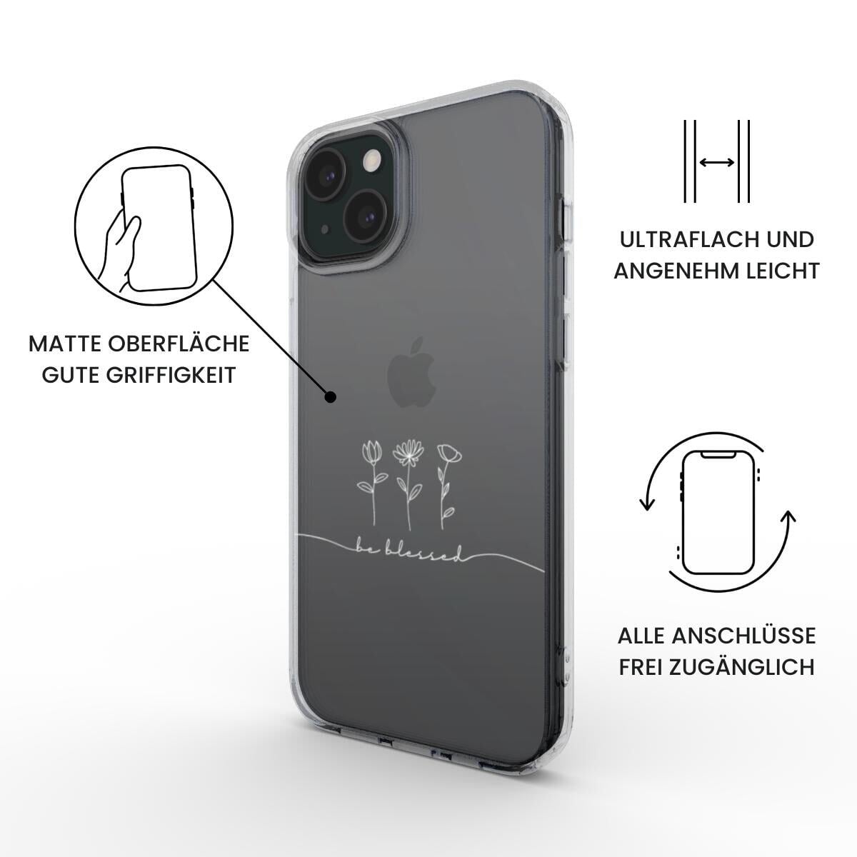 BE BLESSED transparente Handyhülle mit weißem Druck Tech Accessories Podbase 