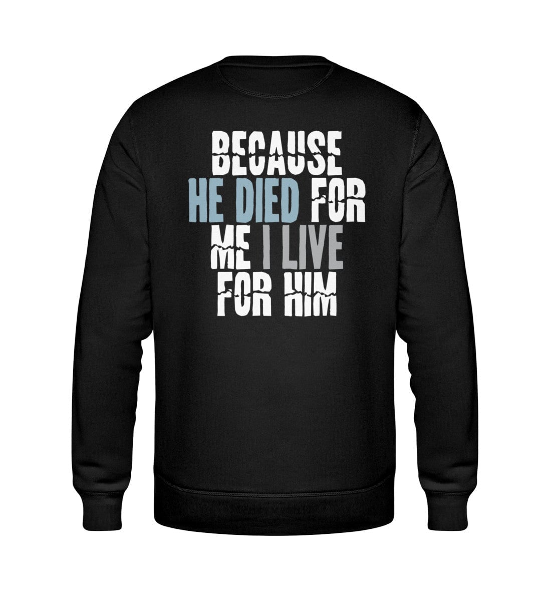 BECAUSE HE DIED STREETWEAR SWEATSHIRT BACKPRINT Roller Sweatshirt ST/ST Shirtee Schwarz XS 