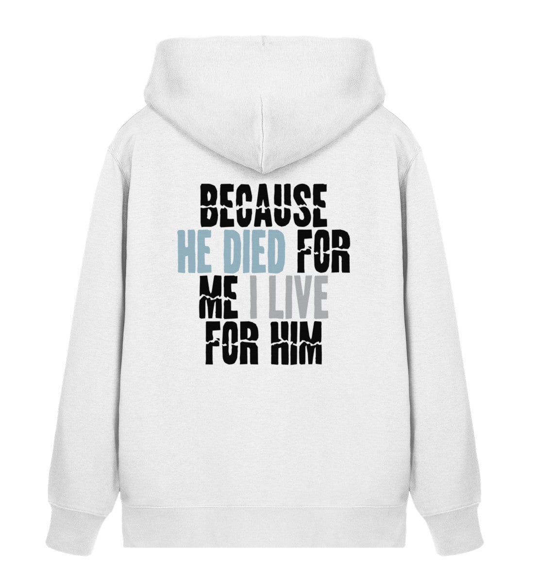 BECAUSE HE DIED STREETWEAR ZIPPER BACKPRINT Connector Zipper 2.0 ST/ST Shirtee Weiß XS 