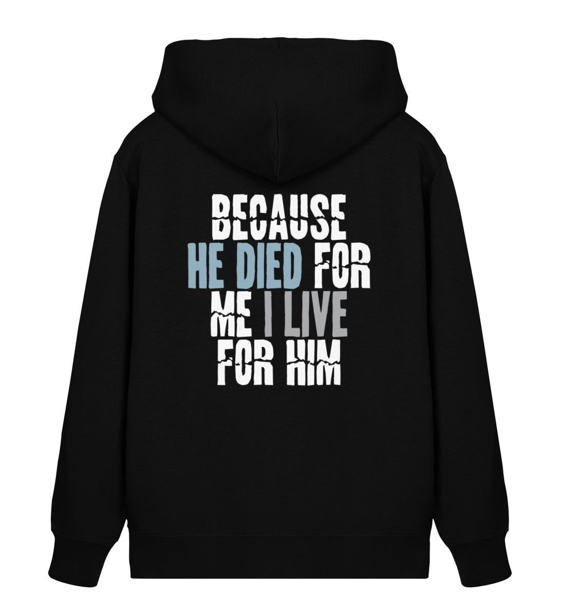 BECAUSE HE DIED STREETWEAR ZIPPER BACKPRINT - Unisex Organic Zipper 2.0 ST/ST Connector Zipper 2.0 ST/ST Shirtee Black XS 