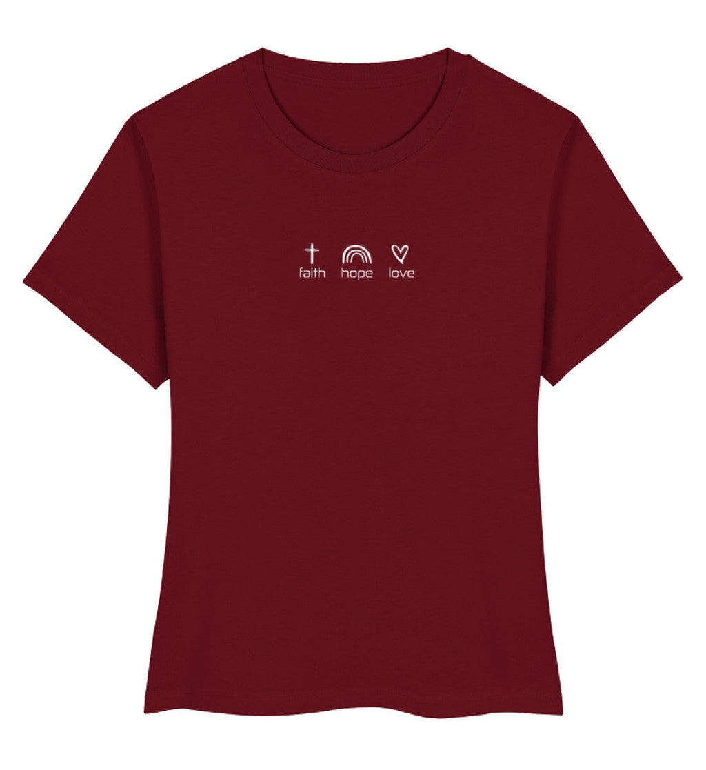 FAITH HOPE LOVE FRAUEN SHIRT Stella Muser Shirt ST/ST Shirtee Burgund XS 