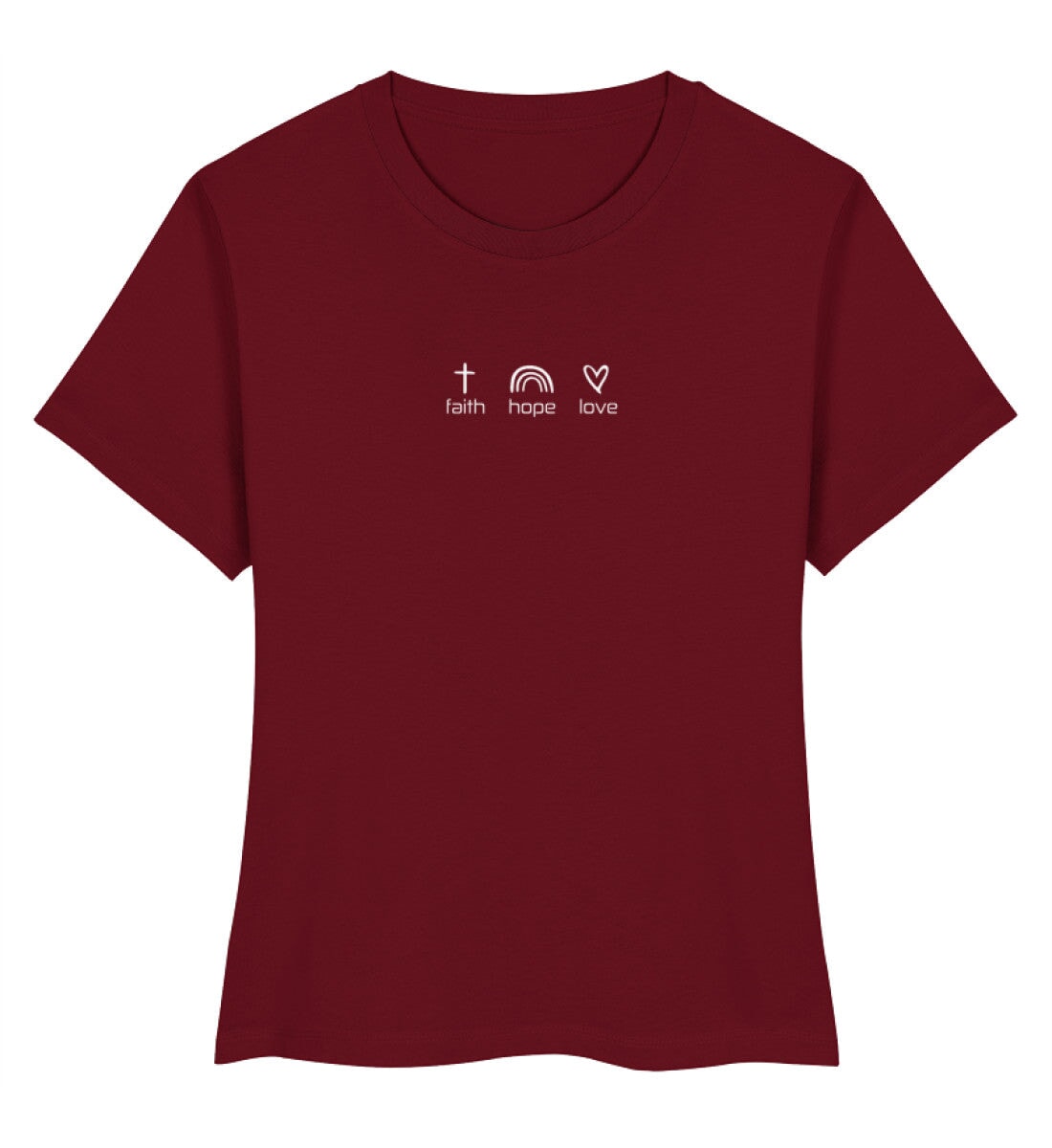 FAITH HOPE LOVE FRAUEN SHIRT Stella Muser Shirt ST/ST Shirtee Burgund XS 