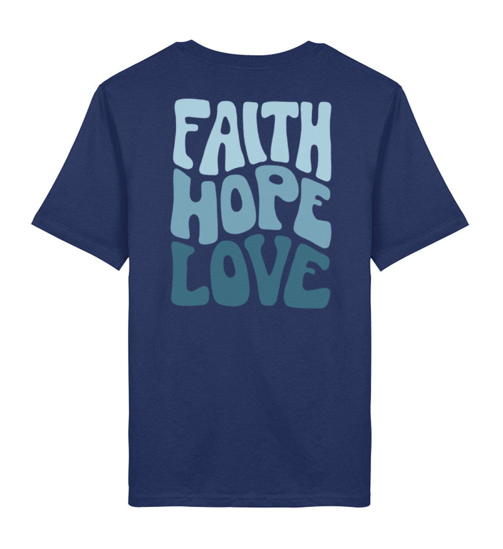 FAITH HOPE LOVE STREETWEAR SHIRT BACKPRINT BLAU Creator T-Shirt 2.0 ST/ST Shirtee Dunkelblau XS 