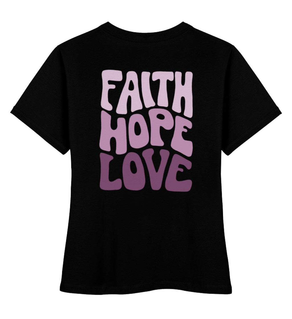 FAITH HOPE LOVE STREETWEAR SHIRT BACKPRINT - Damen Premium Organic Shirt Stella Muser Shirt ST/ST Shirtee Black XS 