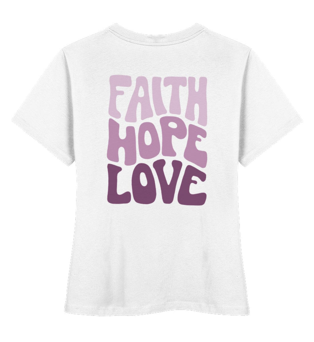 FAITH HOPE LOVE STREETWEAR SHIRT BACKPRINT - Damen Premium Organic Shirt Stella Muser Shirt ST/ST Shirtee White XS 
