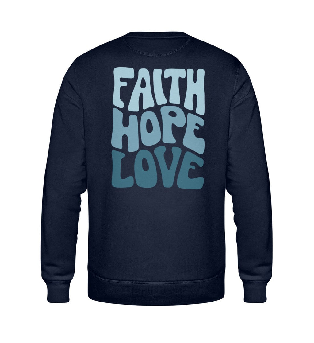FAITH HOPE LOVE STREETWEAR SWEATSHIRT BACKPRINT BLAU Roller Sweatshirt ST/ST Shirtee Dunkelblau XS 