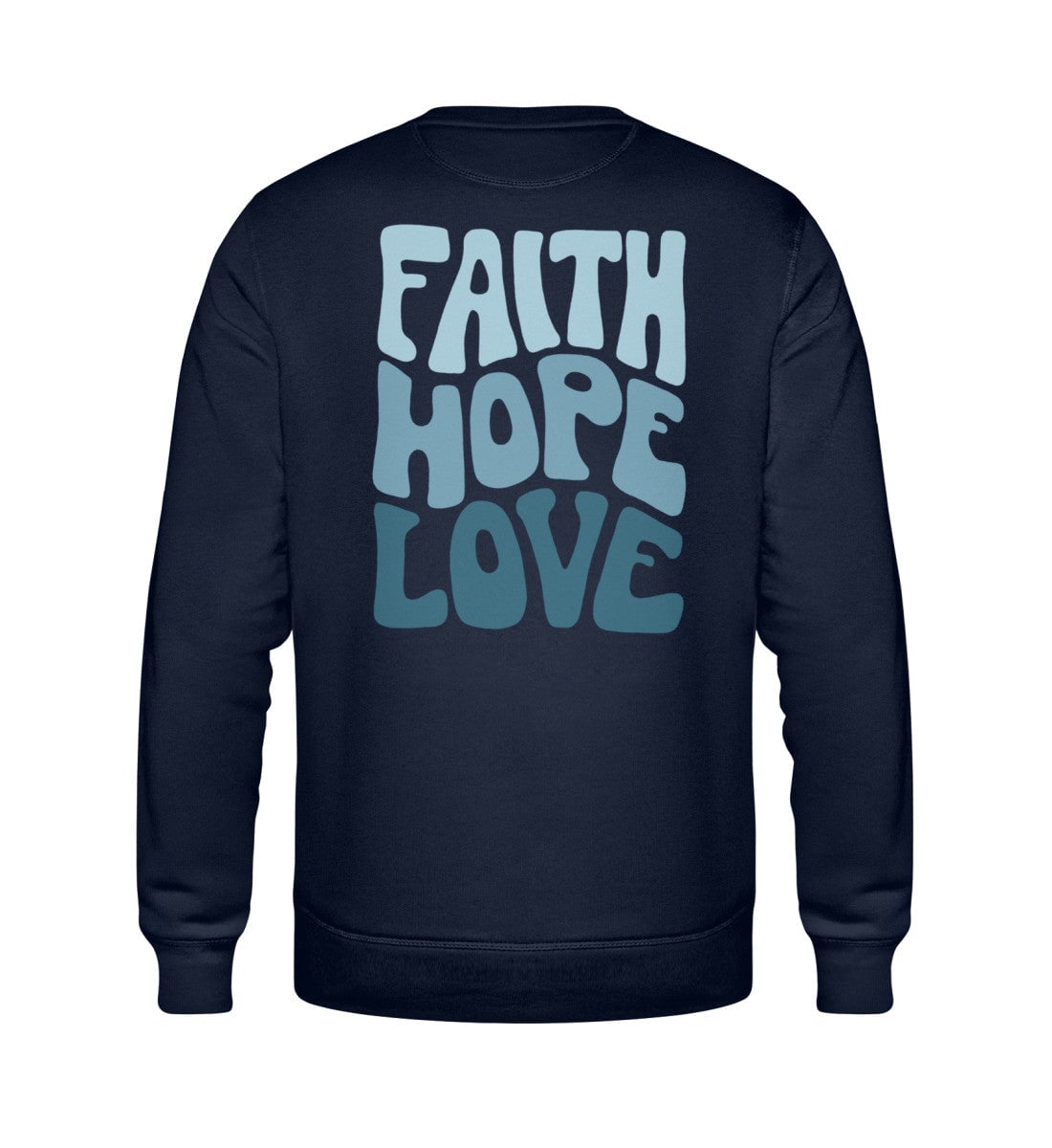 FAITH HOPE LOVE STREETWEAR SWEATSHIRT BACKPRINT BLAU Roller Sweatshirt ST/ST Shirtee Dunkelblau XS 