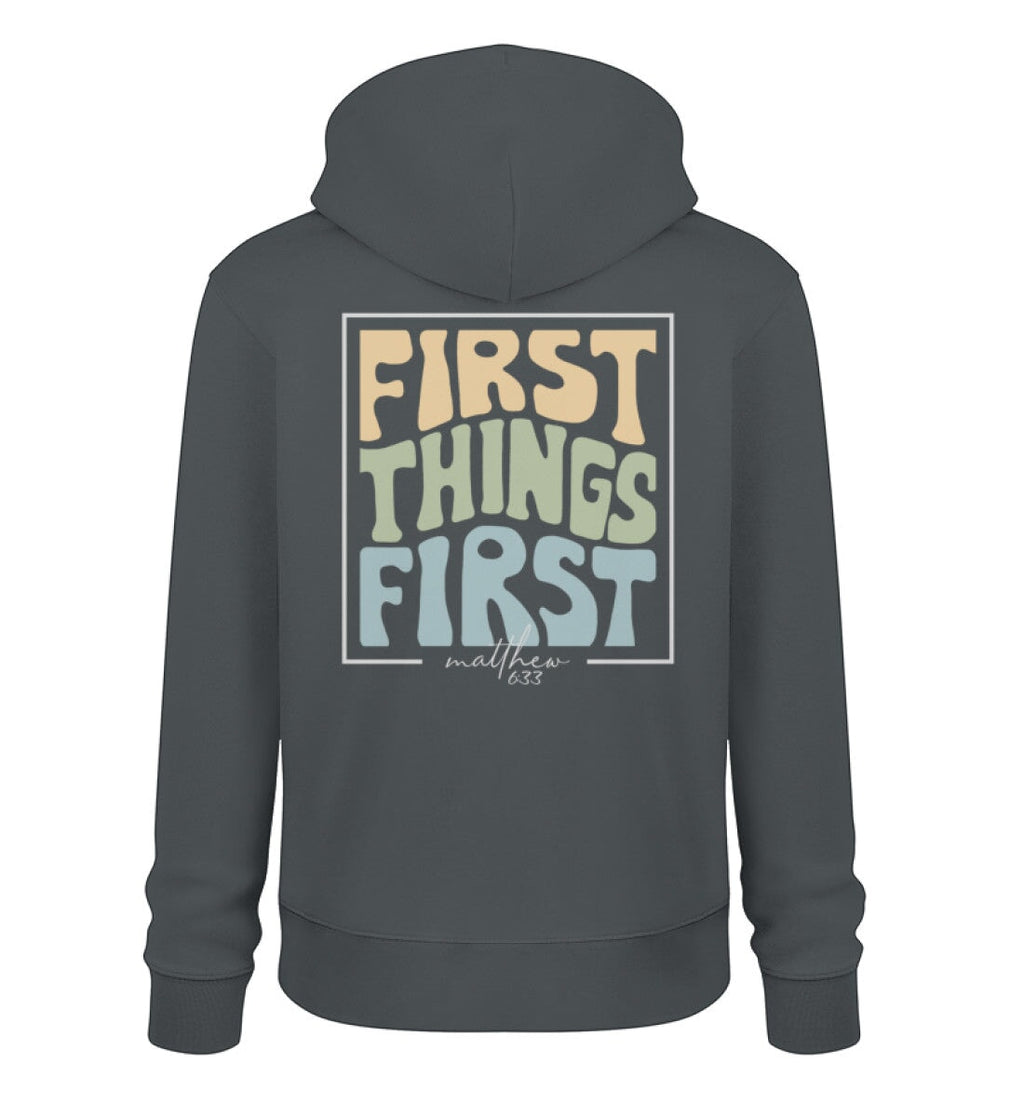 FIRST THINGS FIRST STREETWEAR HOODIE BACKPRINT - Unisex Organic Hoodie 2.0 ST/ST Cruiser Hoodie 2.0 ST/ST Shirtee India Ink Grey XS 