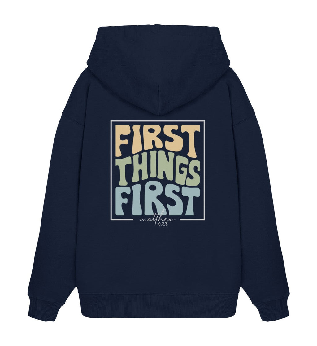 FIRST THINGS FIRST STREETWEAR OVERSIZED HOODIE BACKPRINT - Unisex Oversized Organic Hoodie 2.0 Slammer Oversize Hoodie 2.0 ST/ST Shirtee French Navy XS 