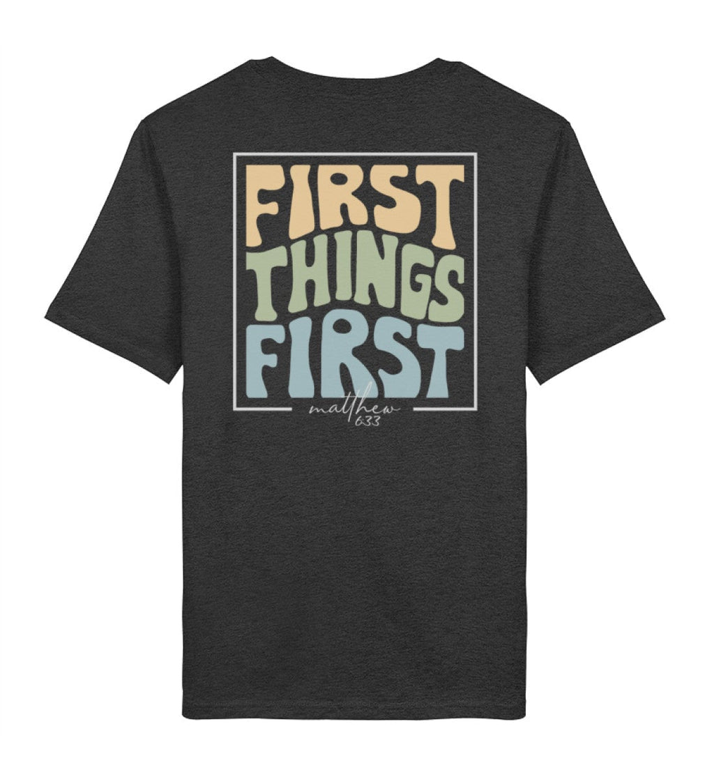 FIRST THINGS FIRST STREETWEAR SHIRT BACKPRINT - Herren Premium Organic Shirt 2.0 ST/ST Creator T-Shirt 2.0 ST/ST Shirtee Dark Heather Grey XS 