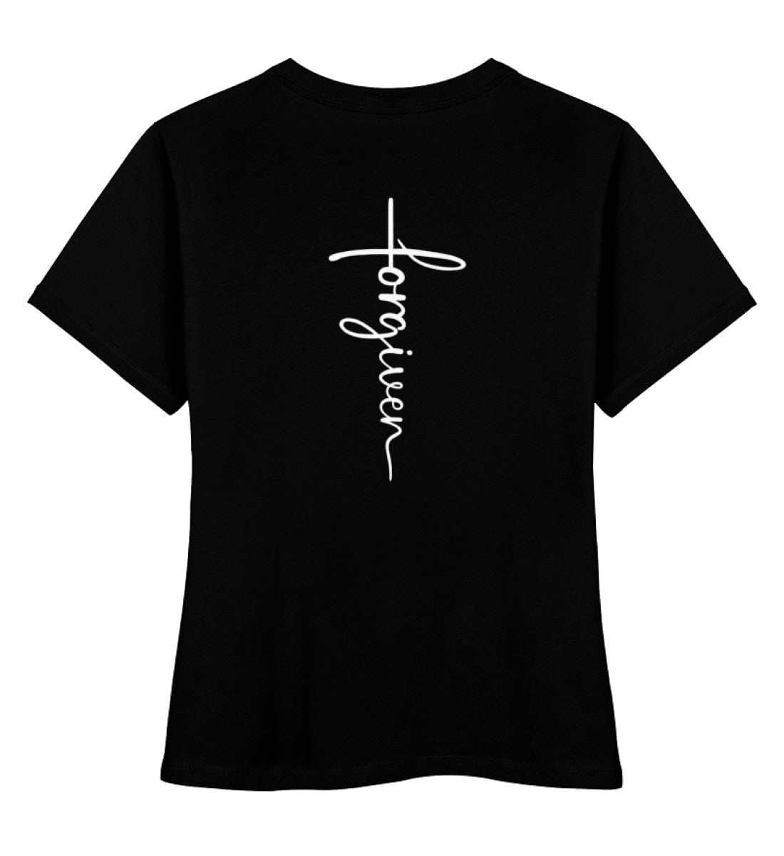 FORGIVEN CROSS FRAUEN SHIRT BACKPRINT - Damen Premium Organic Shirt Stella Muser Shirt ST/ST Shirtee Black XS 