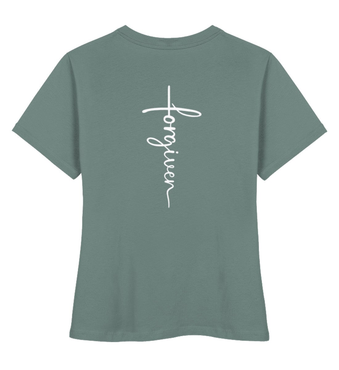 FORGIVEN CROSS FRAUEN SHIRT BACKPRINT - Damen Premium Organic Shirt Stella Muser Shirt ST/ST Shirtee Green Bay XS 