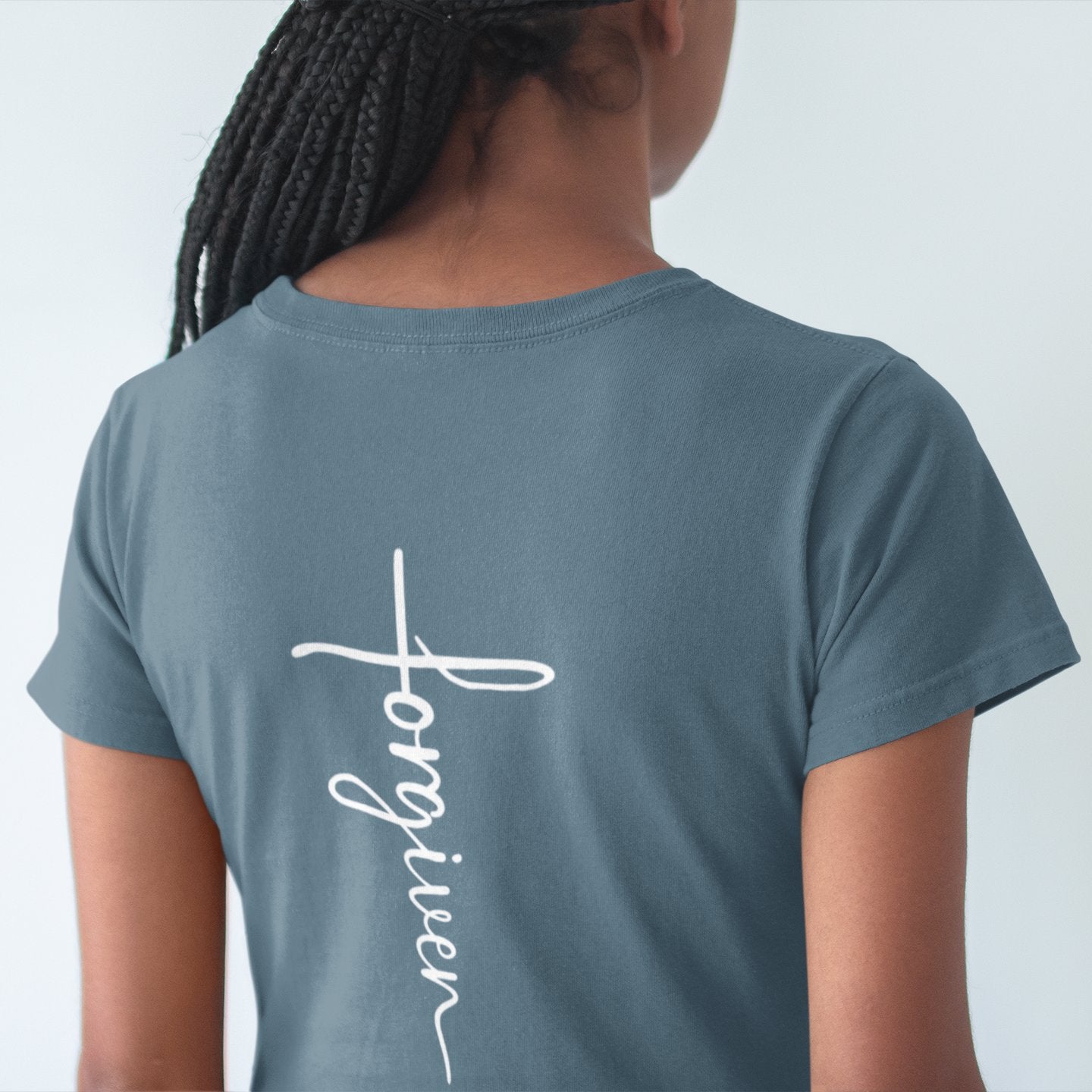 FORGIVEN CROSS FRAUEN SHIRT BACKPRINT Stella Muser Shirt ST/ST Shirtee 