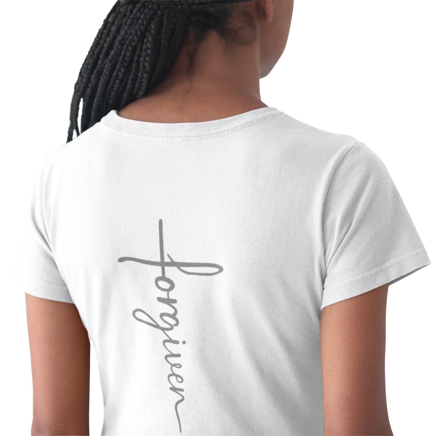 FORGIVEN CROSS FRAUEN SHIRT BACKPRINT Stella Muser Shirt ST/ST Shirtee 