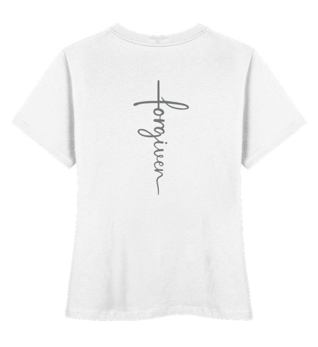FORGIVEN CROSS FRAUEN SHIRT BACKPRINT Stella Muser Shirt ST/ST Shirtee Weiß XS 