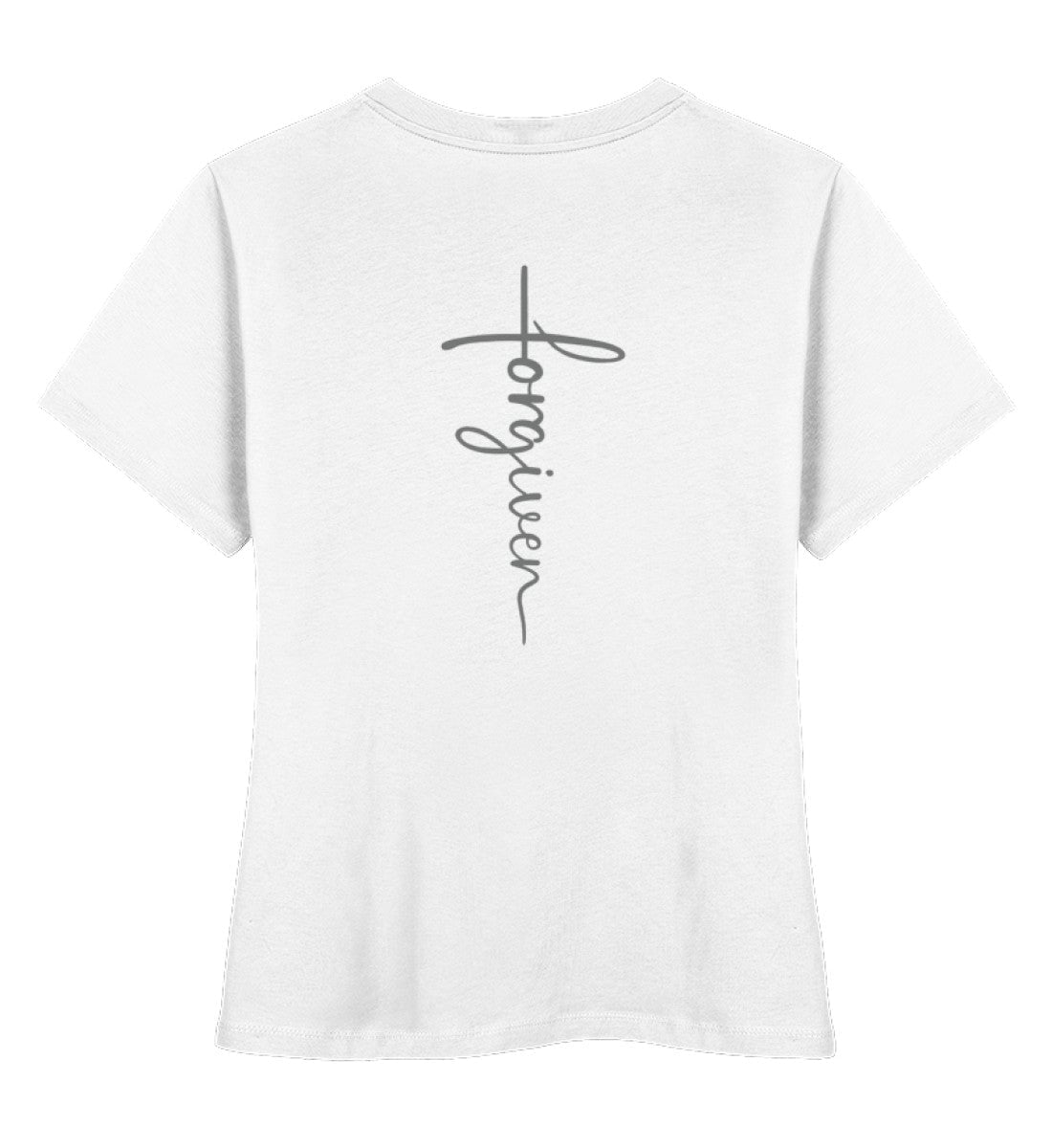 FORGIVEN CROSS FRAUEN SHIRT BACKPRINT Stella Muser Shirt ST/ST Shirtee Weiß XS 