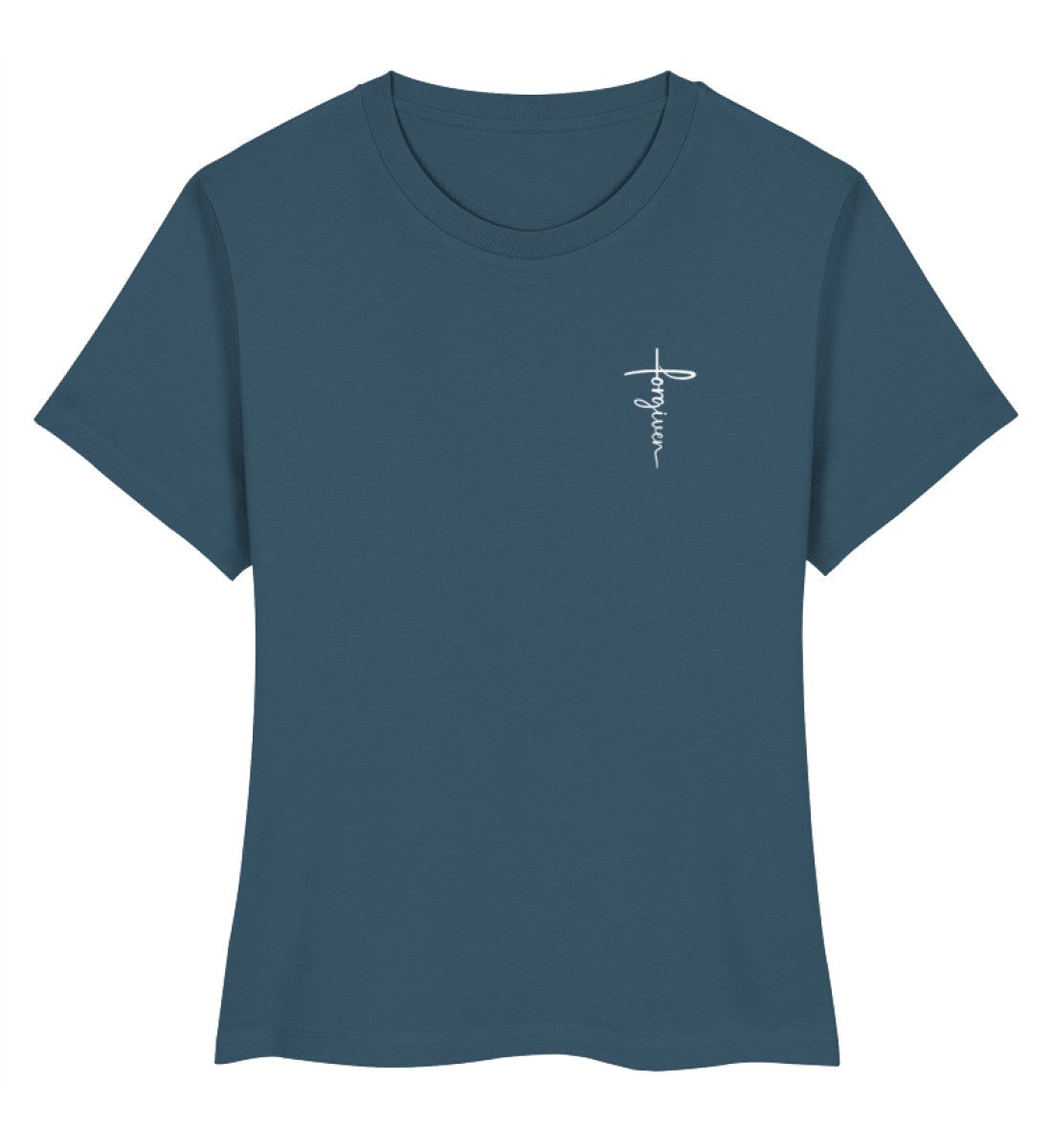 FORGIVEN CROSS FRAUEN SHIRT Stella Muser Shirt ST/ST Shirtee Schieferblau XS 