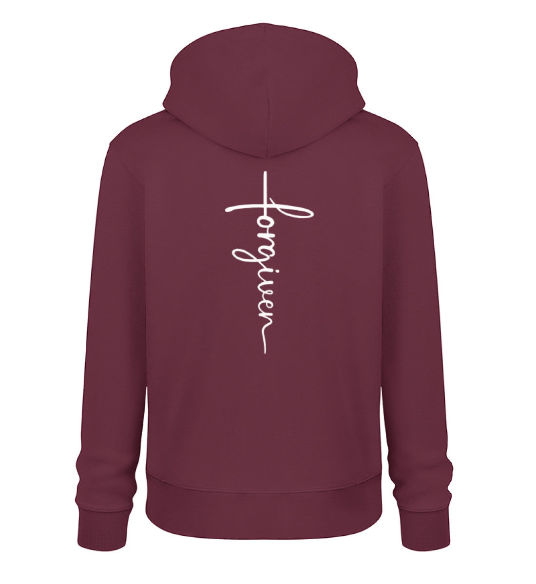 FORGIVEN CROSS HOODIE BACKPRINT - Unisex Organic Hoodie 2.0 ST/ST Cruiser Hoodie 2.0 ST/ST Shirtee Burgundy XS 