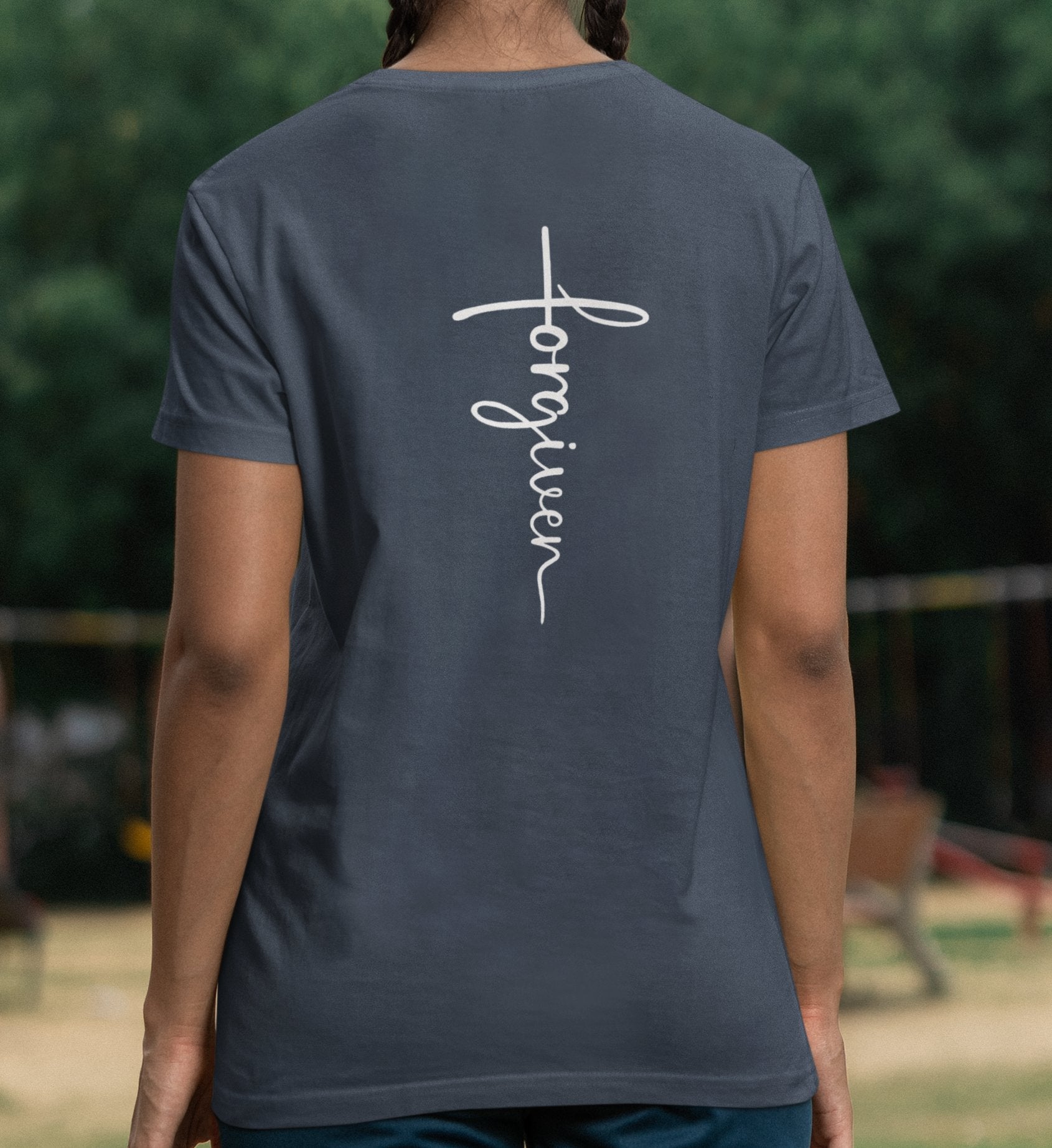 FORGIVEN CROSS SHIRT BACKPRINT Creator T-Shirt 2.0 ST/ST Shirtee Dämmerblau XS 