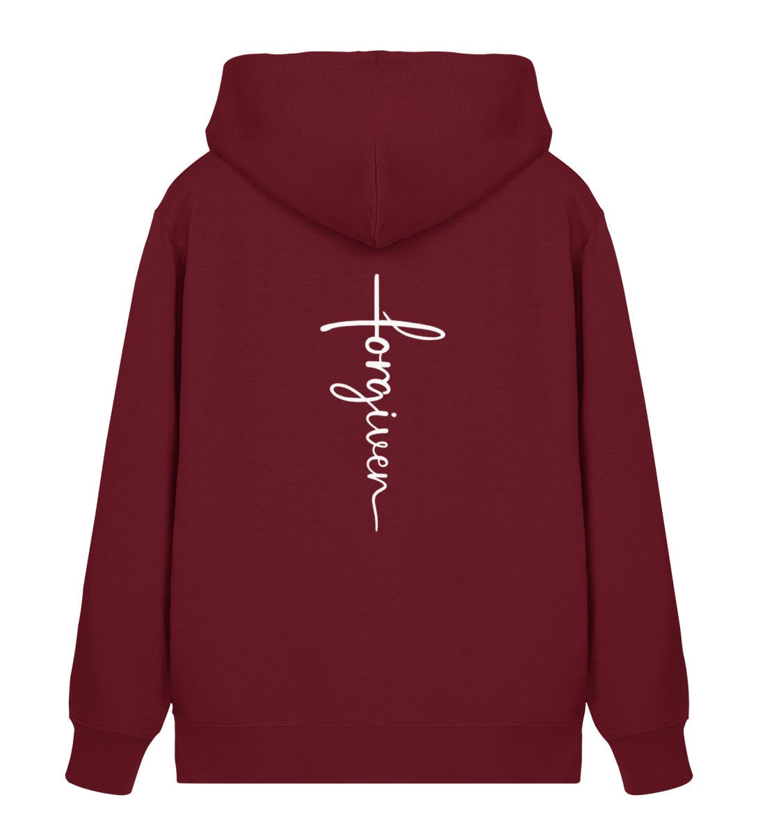 FORGIVEN CROSS ZIPPER BACKPRINT - Unisex Organic Zipper 2.0 ST/ST Connector Zipper 2.0 ST/ST Shirtee Burgundy XS 