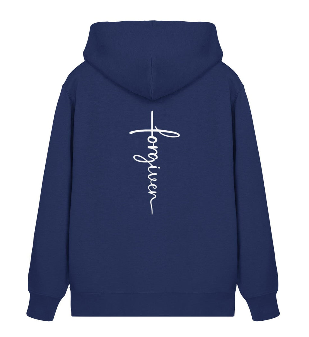 FORGIVEN CROSS ZIPPER BACKPRINT - Unisex Organic Zipper 2.0 ST/ST Connector Zipper 2.0 ST/ST Shirtee French Navy XS 