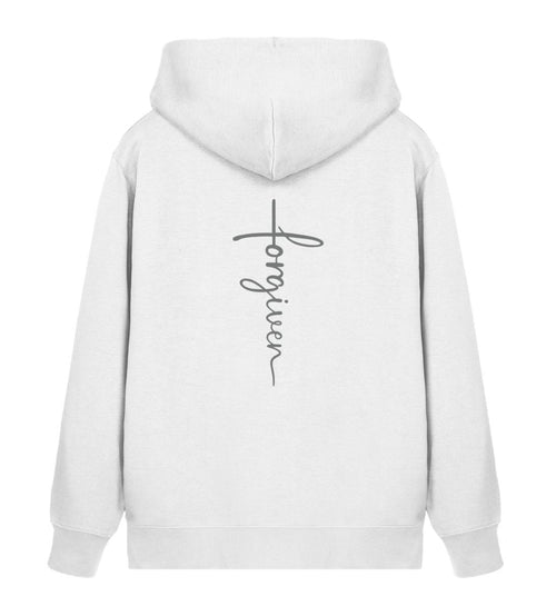 FORGIVEN CROSS ZIPPER BACKPRINT - Unisex Organic Zipper 2.0 ST/ST Connector Zipper 2.0 ST/ST Shirtee White XS 