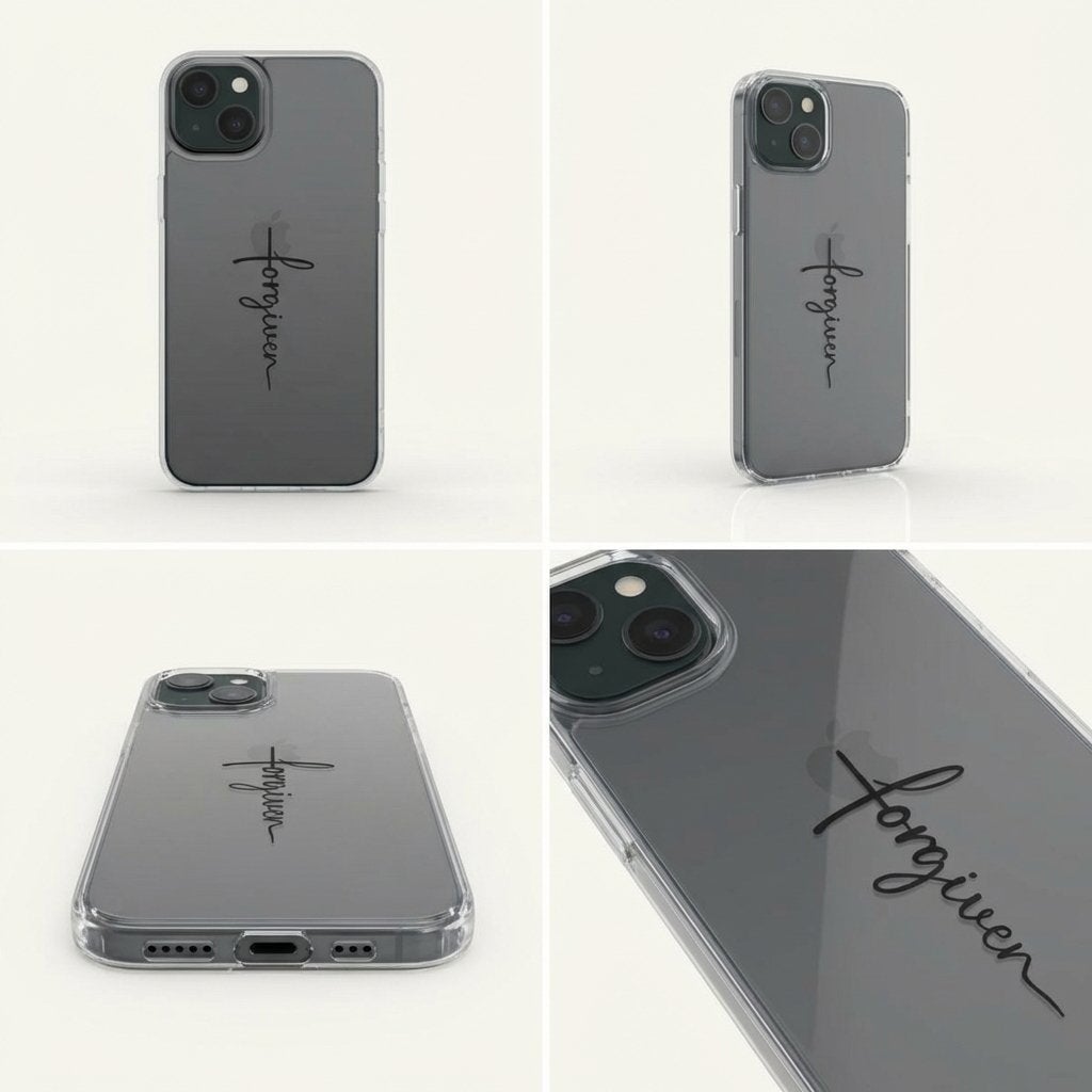 FORGIVEN transparente Handyhülle mit schwarzem Druck Tech Accessories Podbase 