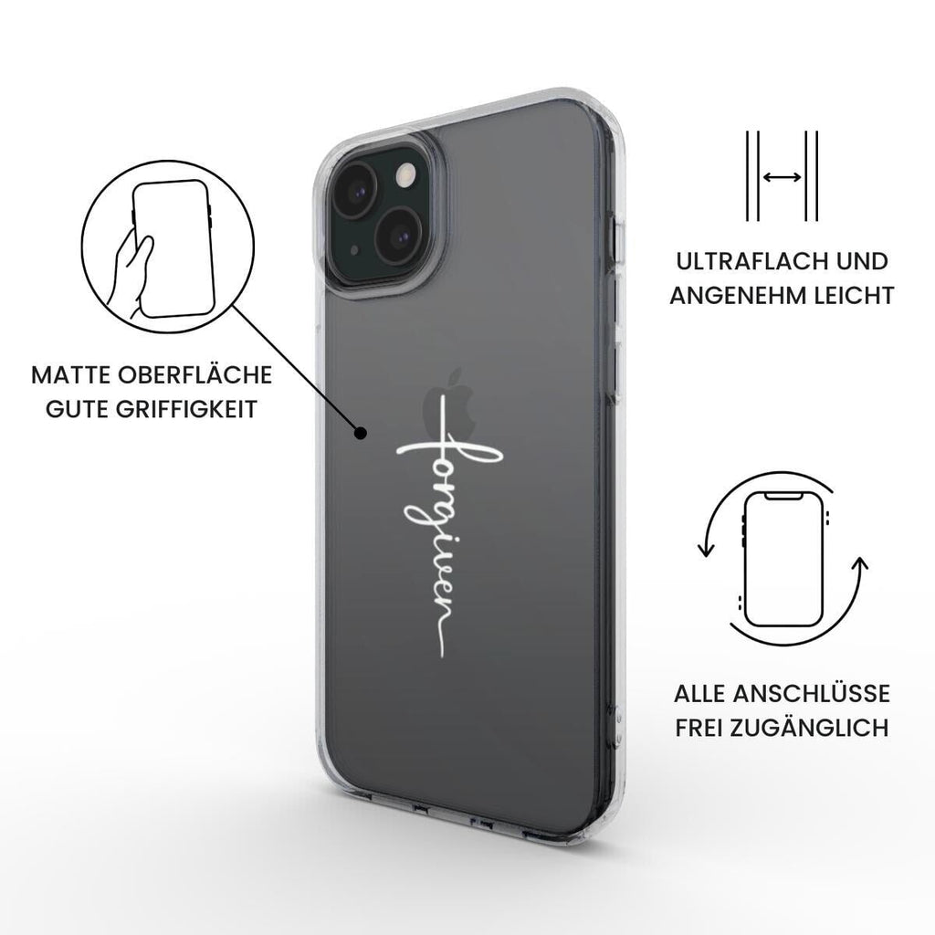 FORGIVEN transparente Handyhülle mit weißem Druck test Tech Accessories Podbase 