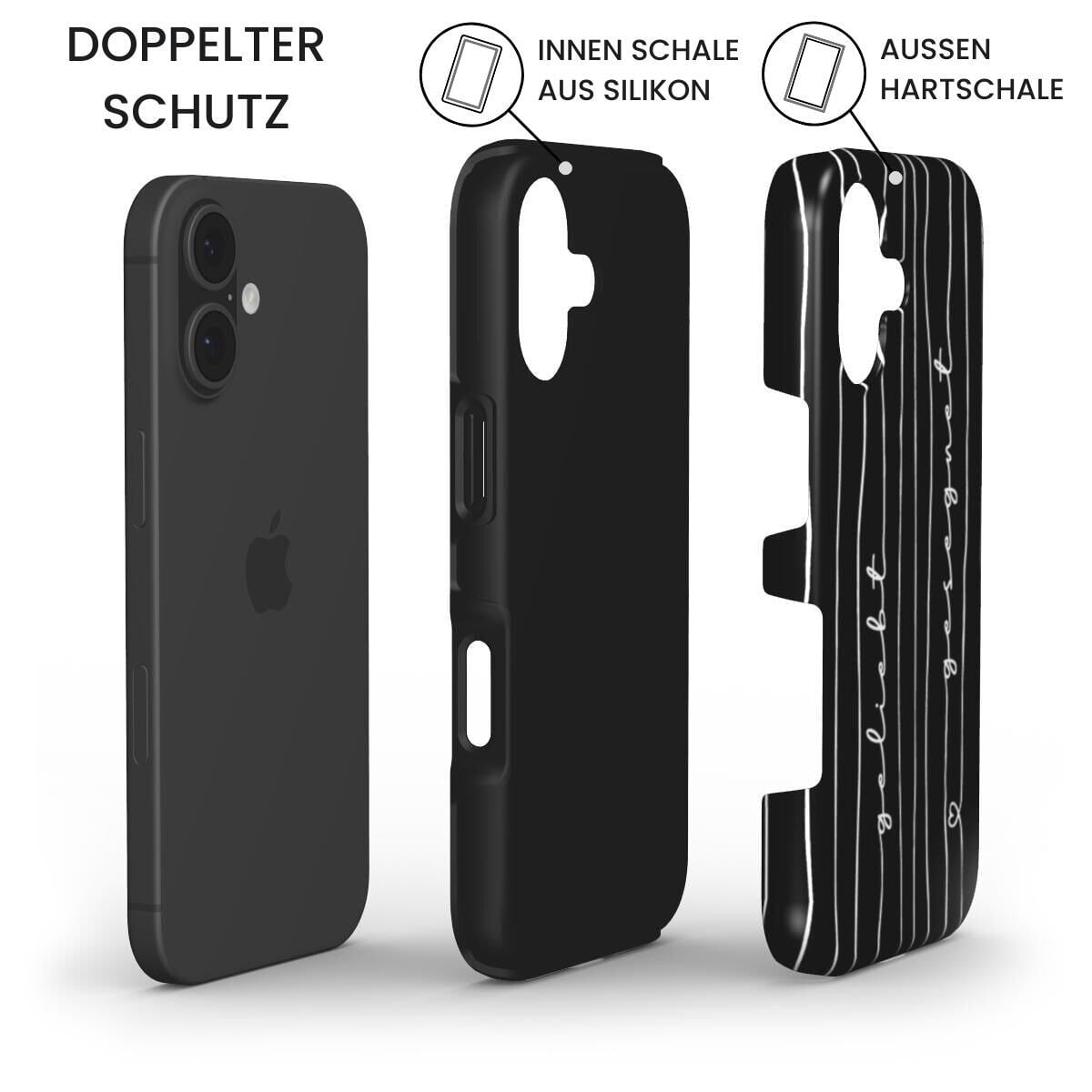 GELIEBT GESEGNET robuste Handyhülle in Schwarz Tech Accessories Podbase 