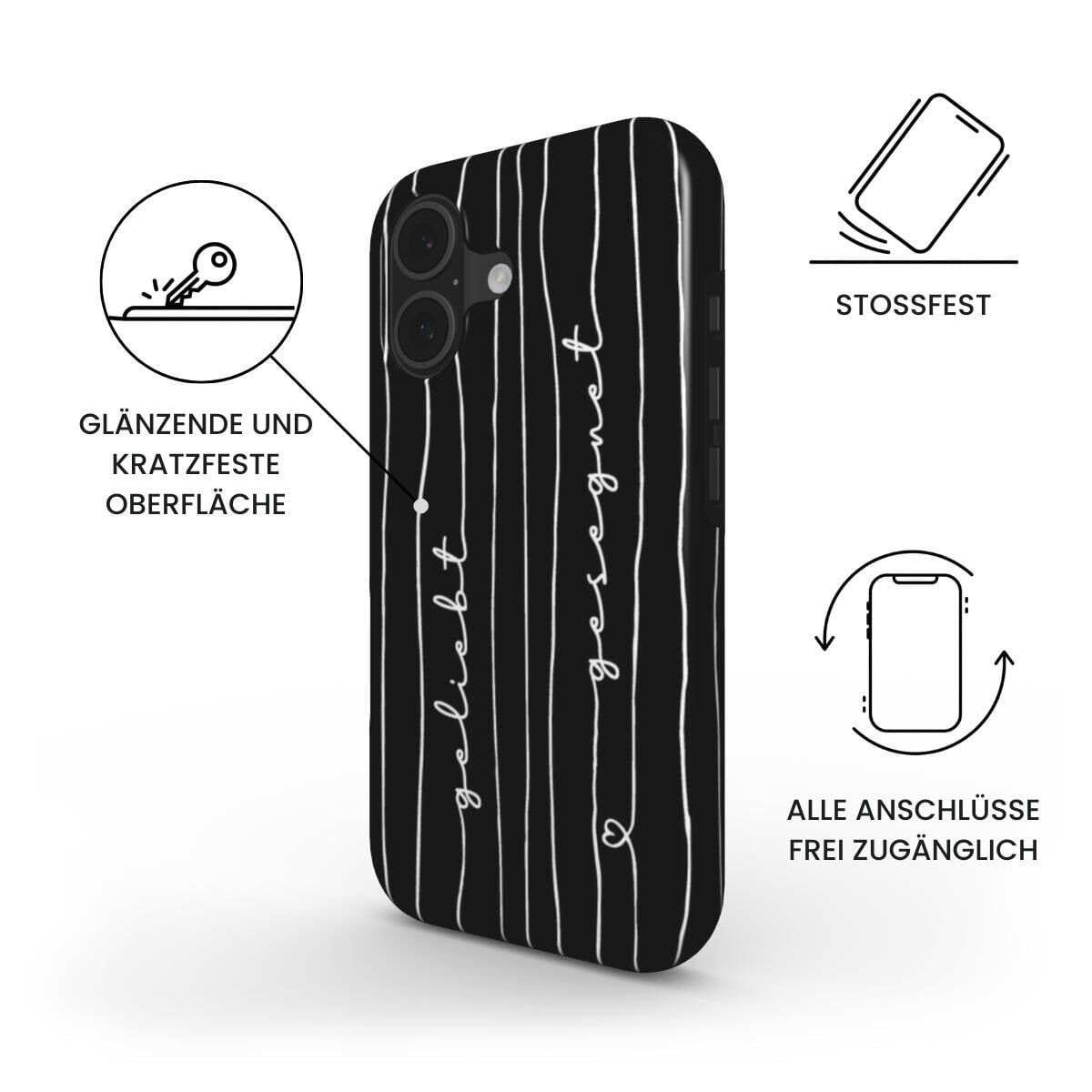 GELIEBT GESEGNET robuste Handyhülle in Schwarz Tech Accessories Podbase 