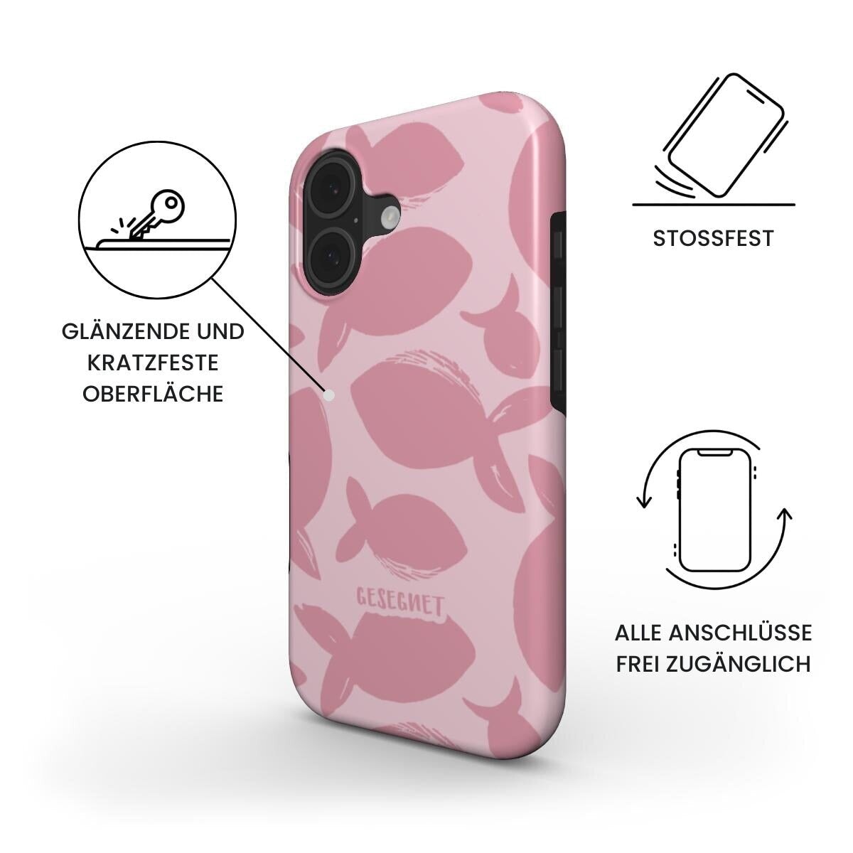 GESEGNET robuste Handyhülle in Rosa Tech Accessories Podbase 