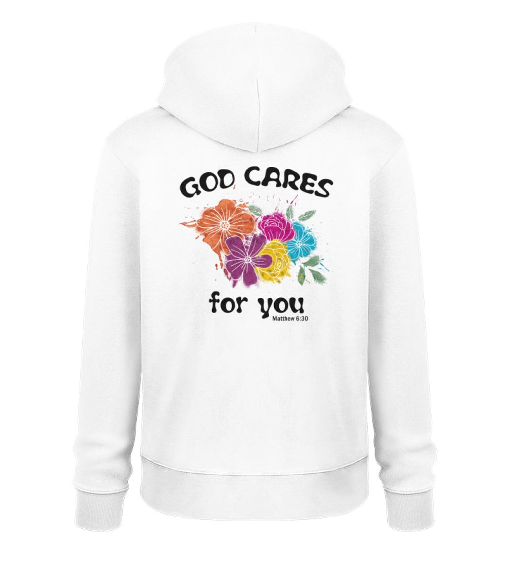 GOD CARES HOODIE BACKPRINT - Unisex Organic Hoodie 2.0 ST/ST Cruiser Hoodie 2.0 ST/ST Shirtee White S 