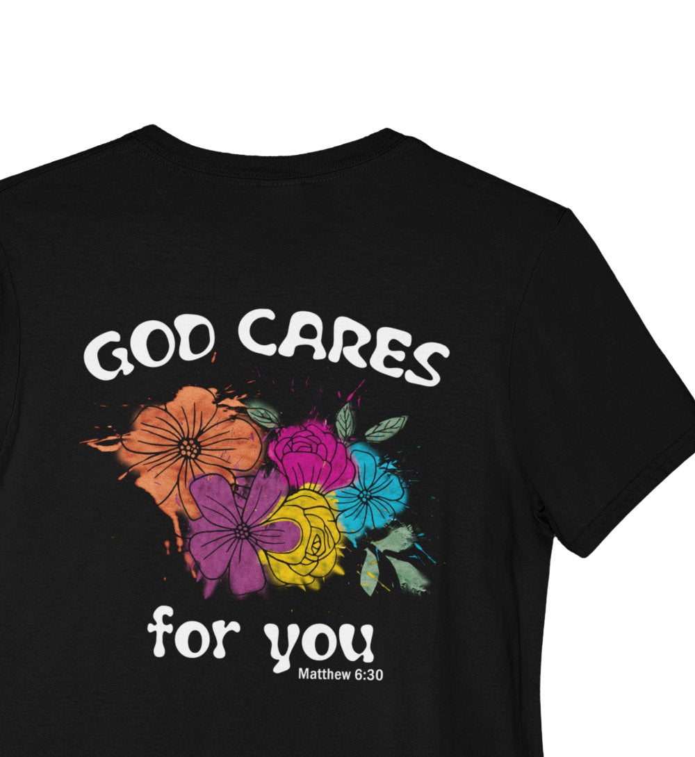 GOD CARES STREETWEAR FRAUEN SHIRT BACKPRINT Stella Muser Shirt ST/ST Shirtee 