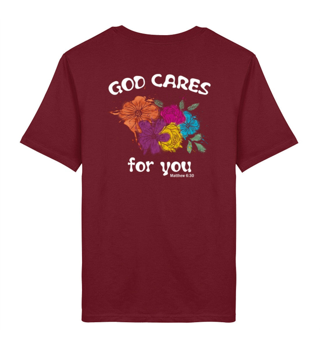 GOD CARES STREETWEAR SHIRT BACKPRINT Creator T-Shirt 2.0 ST/ST Shirtee Burgund XS 
