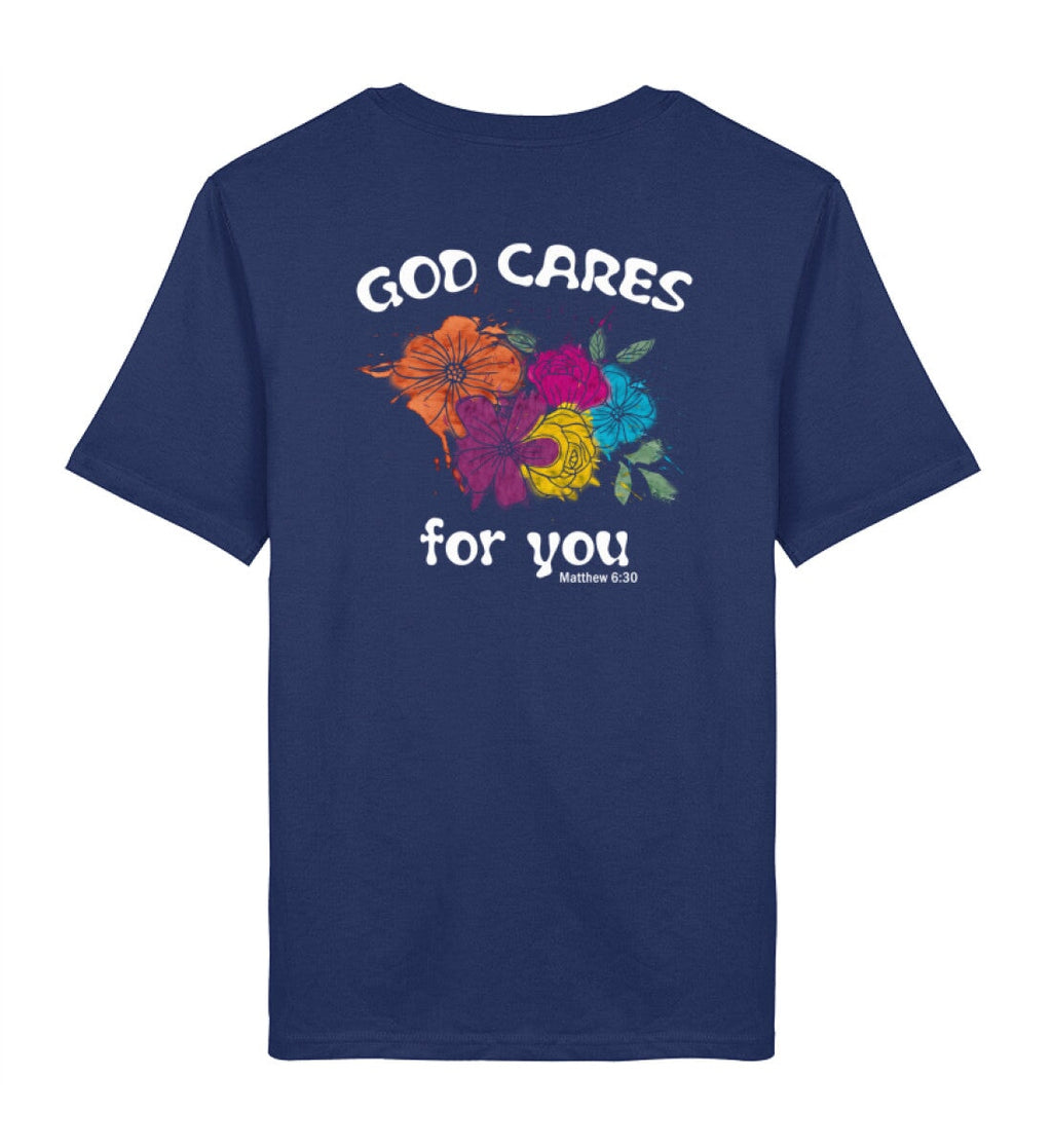 GOD CARES STREETWEAR SHIRT BACKPRINT Creator T-Shirt 2.0 ST/ST Shirtee Dunkelblau XS 
