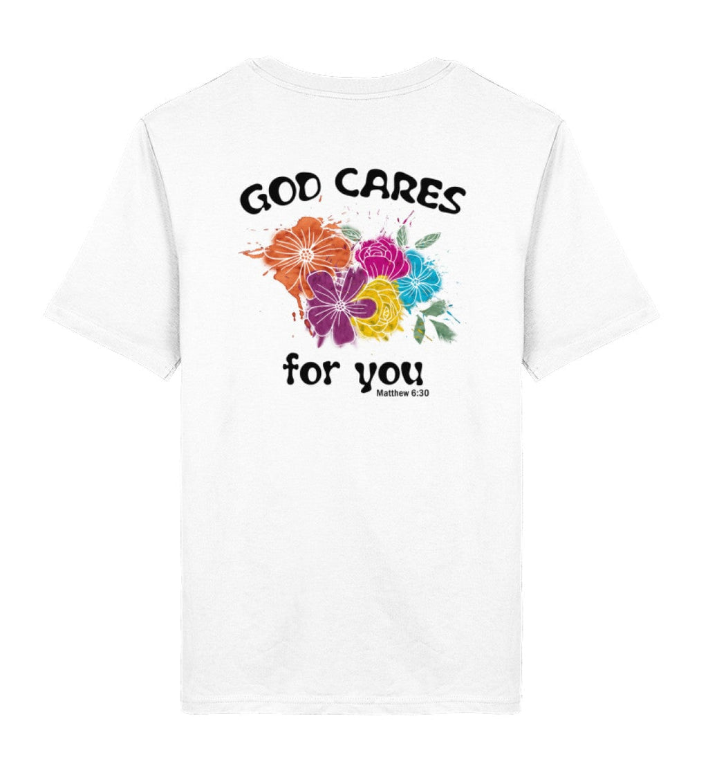 GOD CARES STREETWEAR SHIRT BACKPRINT Creator T-Shirt 2.0 ST/ST Shirtee Weiß XS 