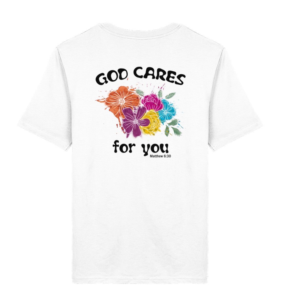 GOD CARES STREETWEAR SHIRT BACKPRINT Creator T-Shirt 2.0 ST/ST Shirtee Weiß XS 
