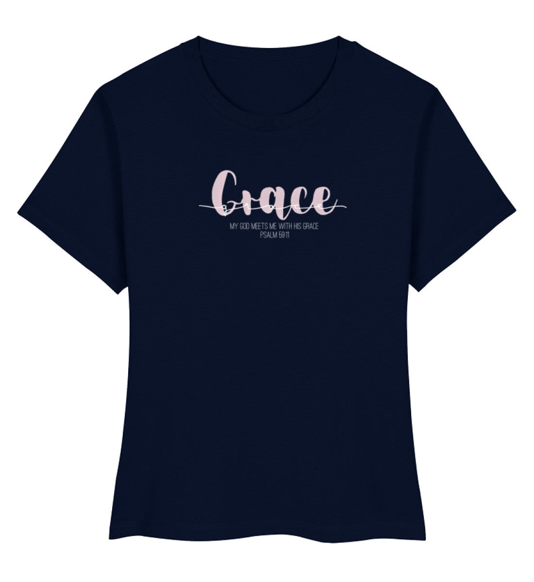 GOD's GRACE FRAUEN SHIRT rosa - Damen Premium Organic Shirt Stella Muser Shirt ST/ST Shirtee French Navy XS 