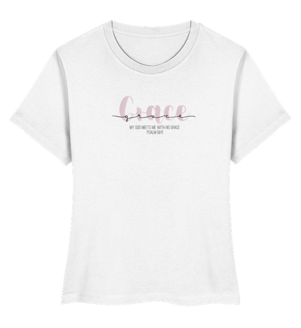 GOD's GRACE FRAUEN SHIRT rosa - Damen Premium Organic Shirt Stella Muser Shirt ST/ST Shirtee White XS 