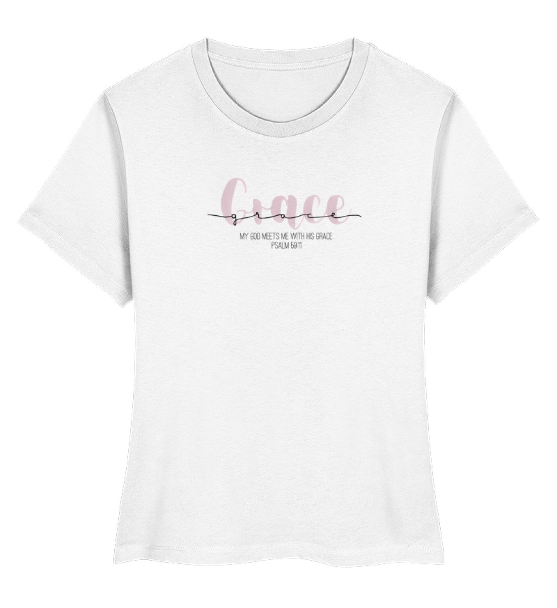 GOD's GRACE FRAUEN SHIRT rosa - Damen Premium Organic Shirt Stella Muser Shirt ST/ST Shirtee White XS 