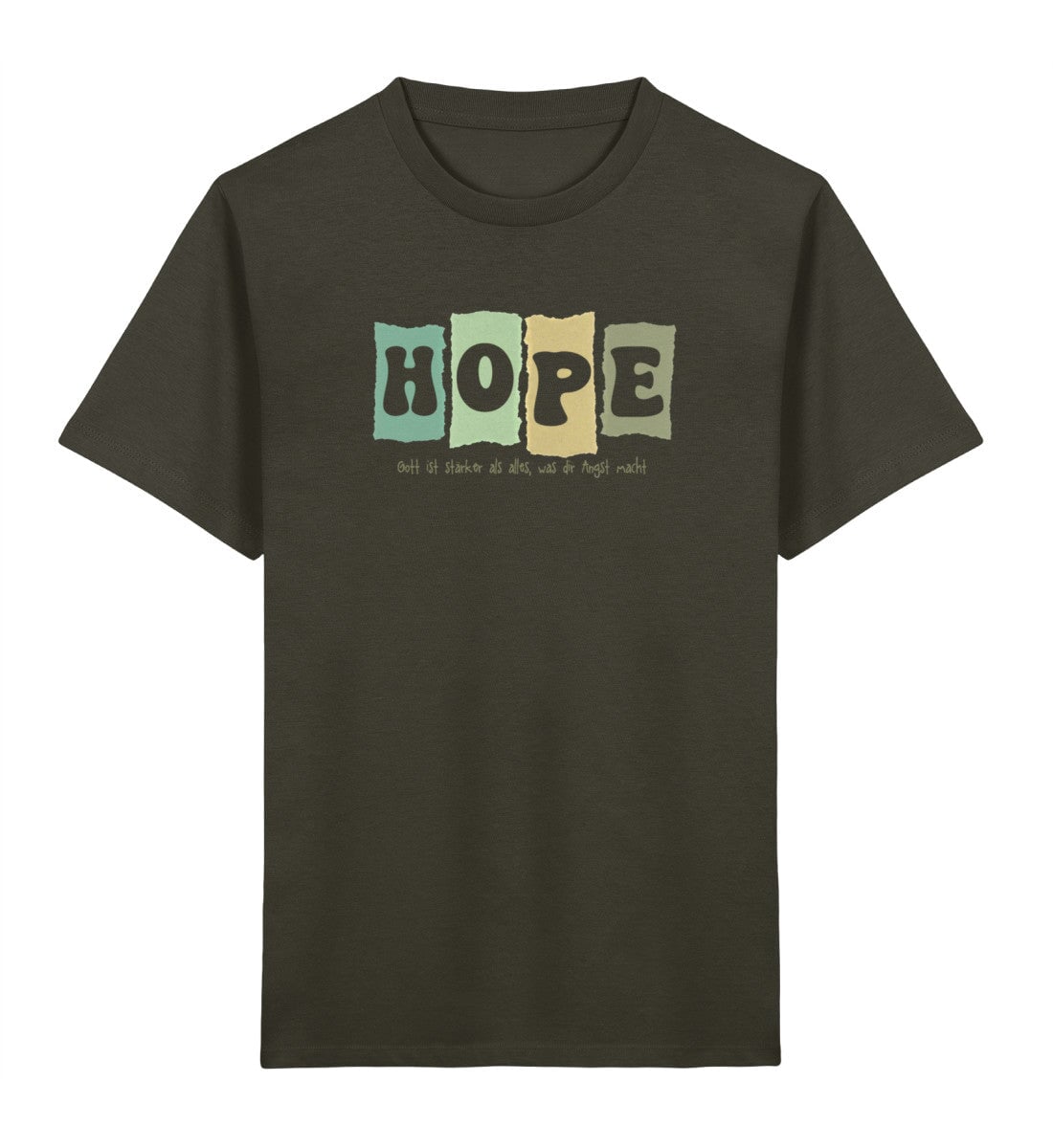 GOTT IST STÄRKER KINDER SHIRT GRÜN Mini Creator T-Shirt 2.0 ST/ST Shirtee Khaki 3/4 