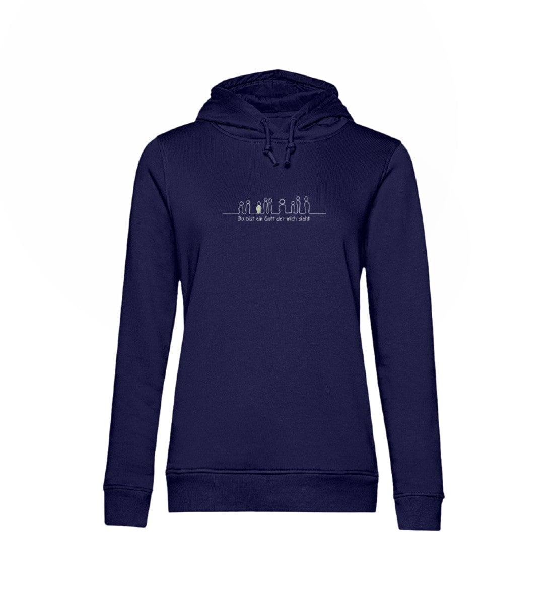 GOTT SIEHT MICH FRAUEN HOODIE Damen Organic Hoodie B&C Shirtee Dunkelblau XS 