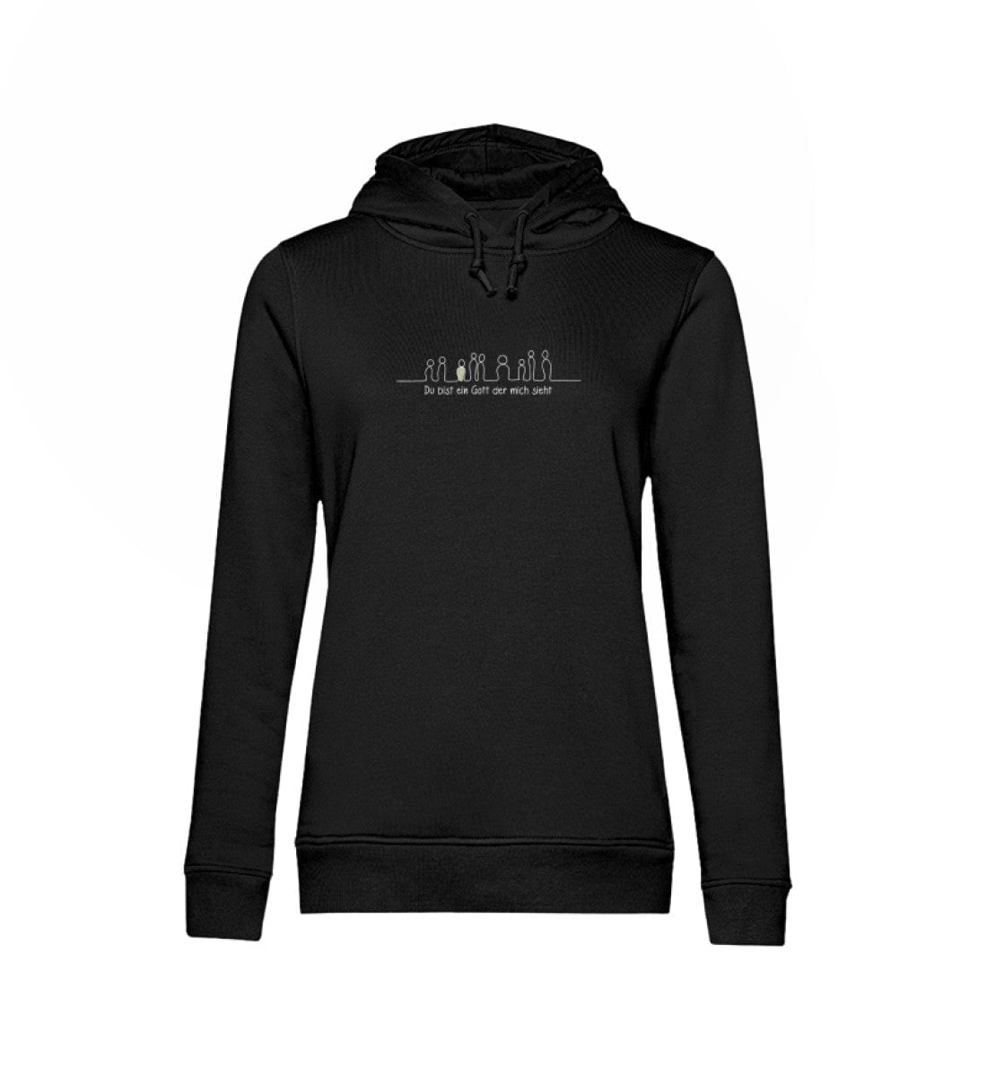GOTT SIEHT MICH FRAUEN HOODIE Damen Organic Hoodie B&C Shirtee Schwarz XS 