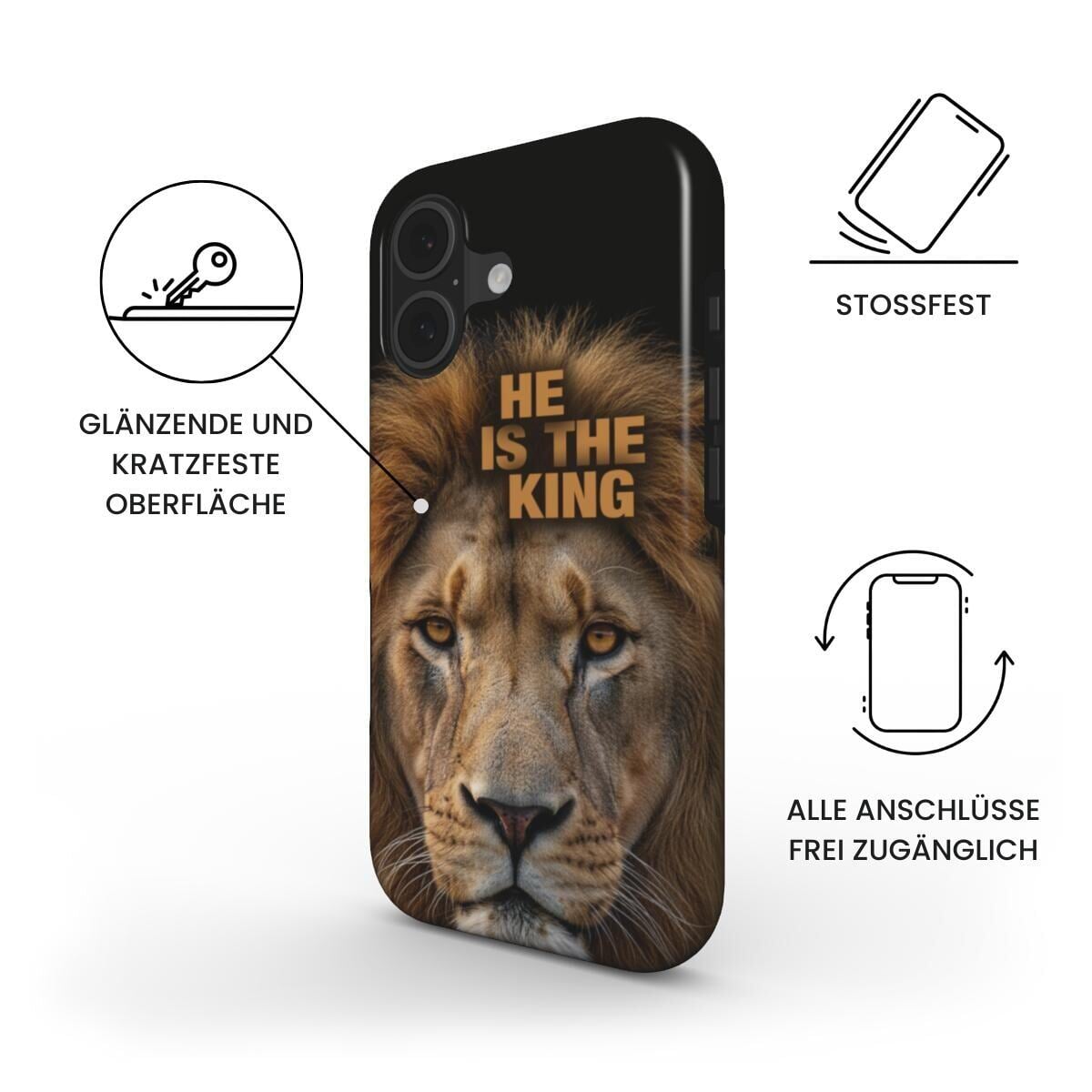 HE IS THE KING robuste Handyhülle Tech Accessories Podbase 