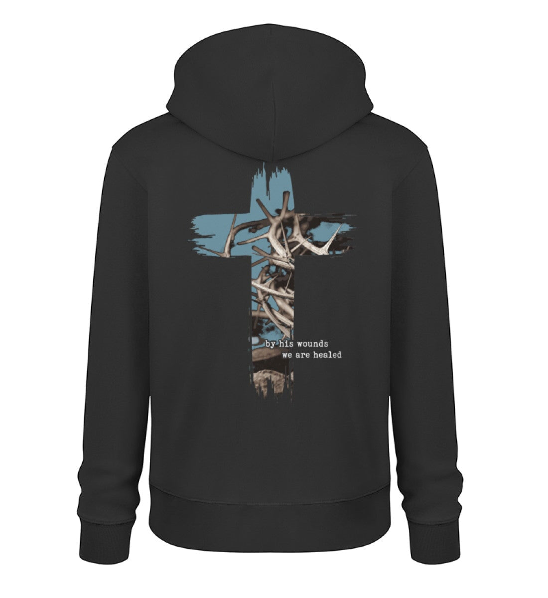 HEALED BY HIS WOUNDS STREETWEAR HOODIE BACKPRINT - Unisex Organic Hoodie 2.0 ST/ST Cruiser Hoodie 2.0 ST/ST Shirtee Black XS 