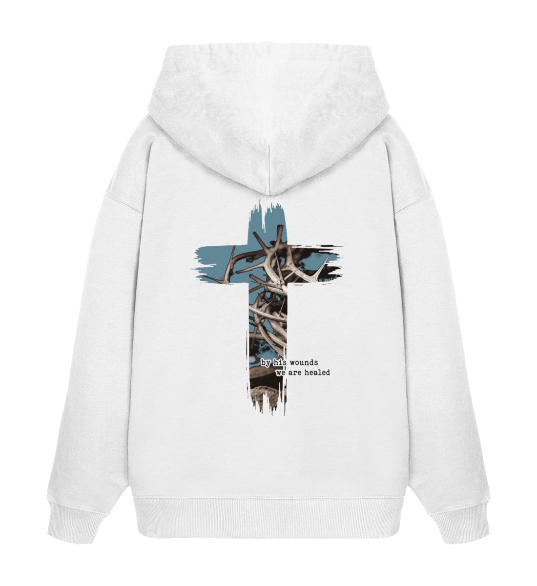 HEALED BY HIS WOUNDS STREETWEAR OVERSIZED HOODIE BACKPRINT - Unisex Oversized Organic Hoodie 2.0 Slammer Oversize Hoodie 2.0 ST/ST Shirtee White XS 
