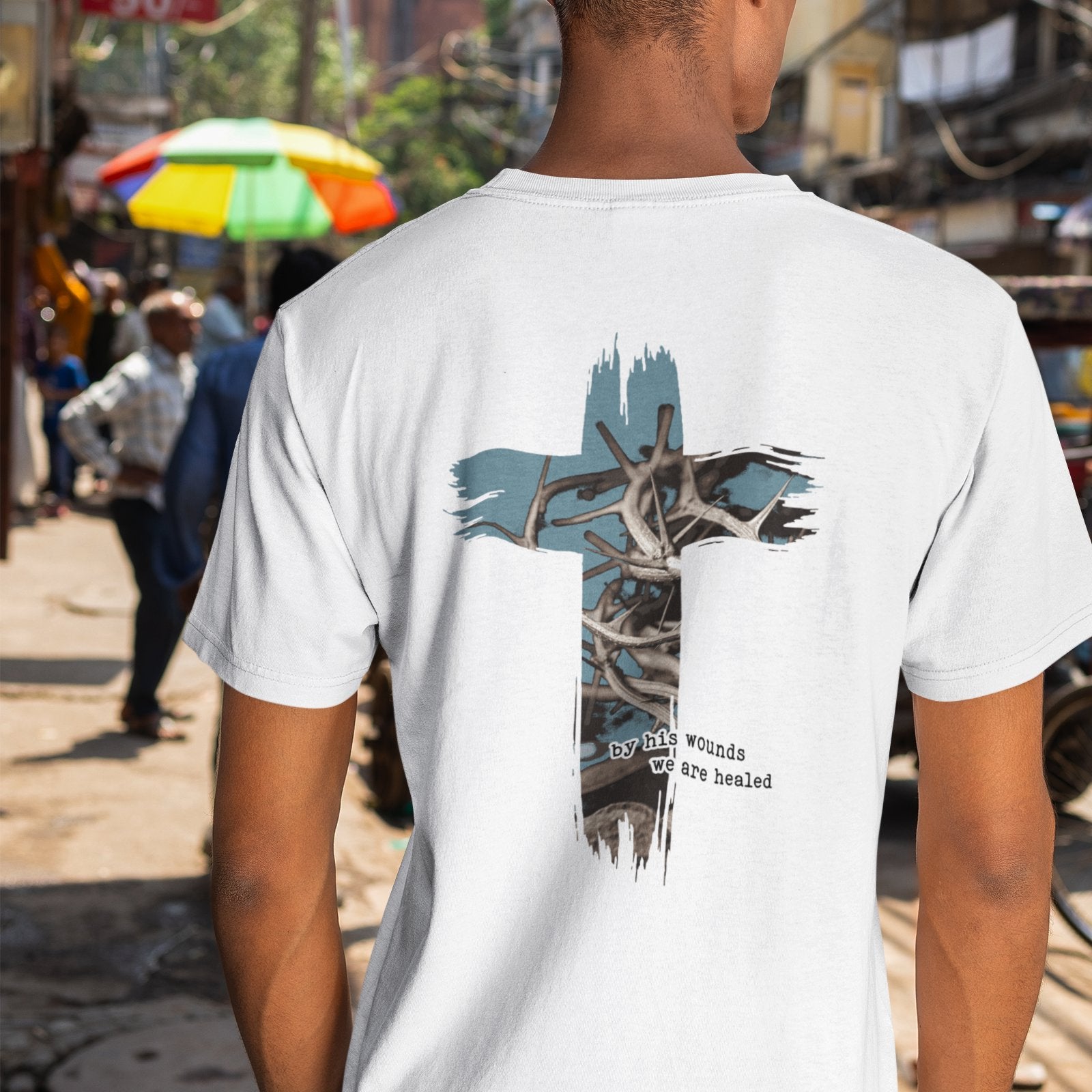 HEALED BY HIS WOUNDS STREETWEAR SHIRT BACKPRINT Creator T-Shirt 2.0 ST/ST Shirtee 