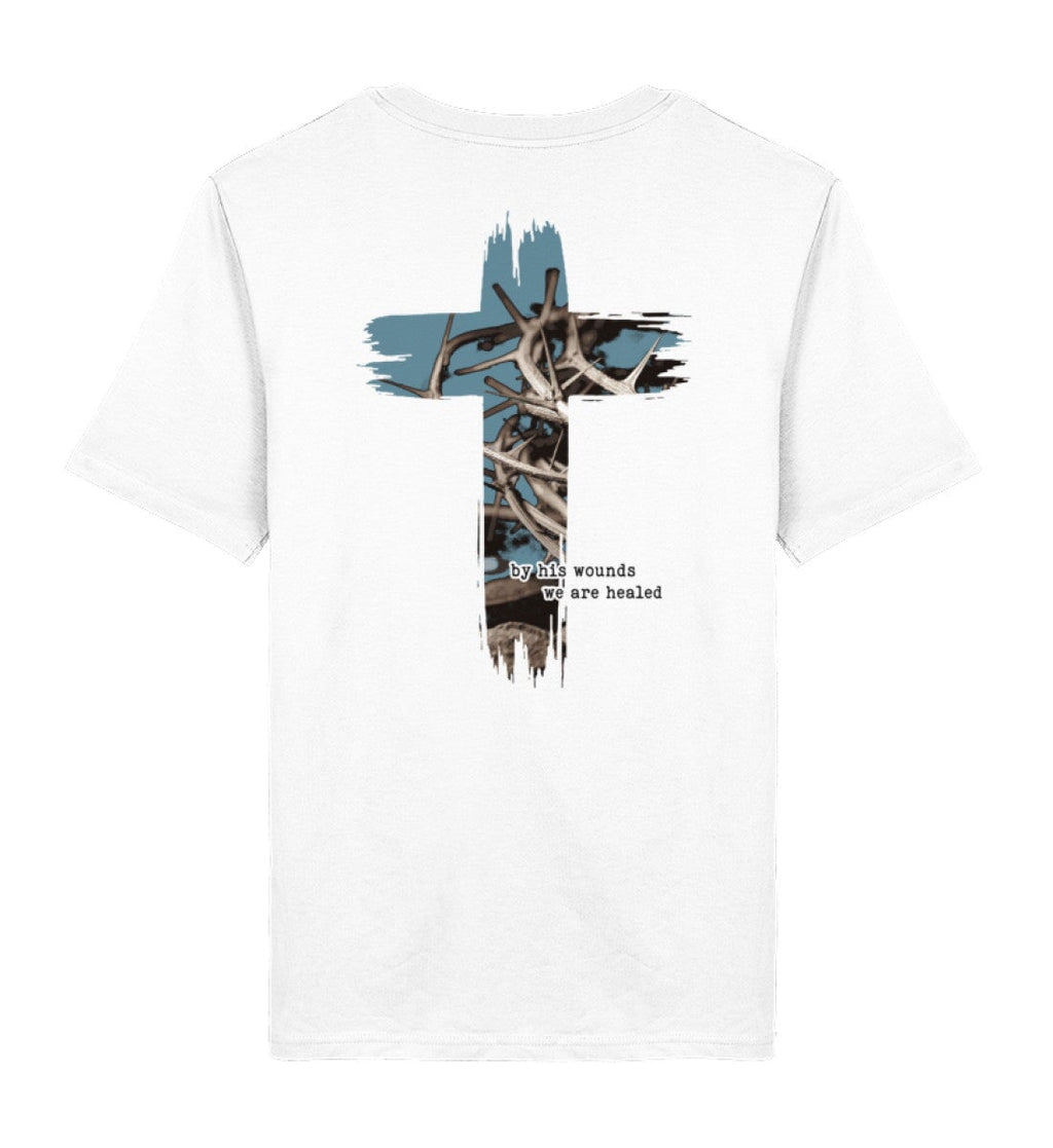 HEALED BY HIS WOUNDS STREETWEAR SHIRT BACKPRINT - Herren Premium Organic Shirt 2.0 ST/ST Creator T-Shirt 2.0 ST/ST Shirtee White XS 